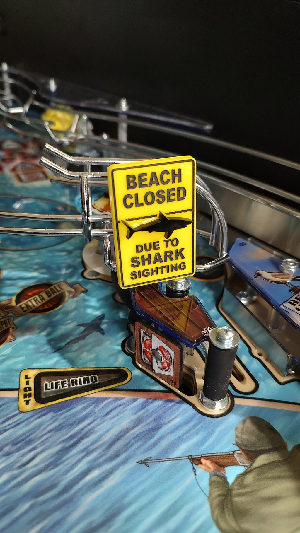 Jaws Pinball Beach Closed Sign