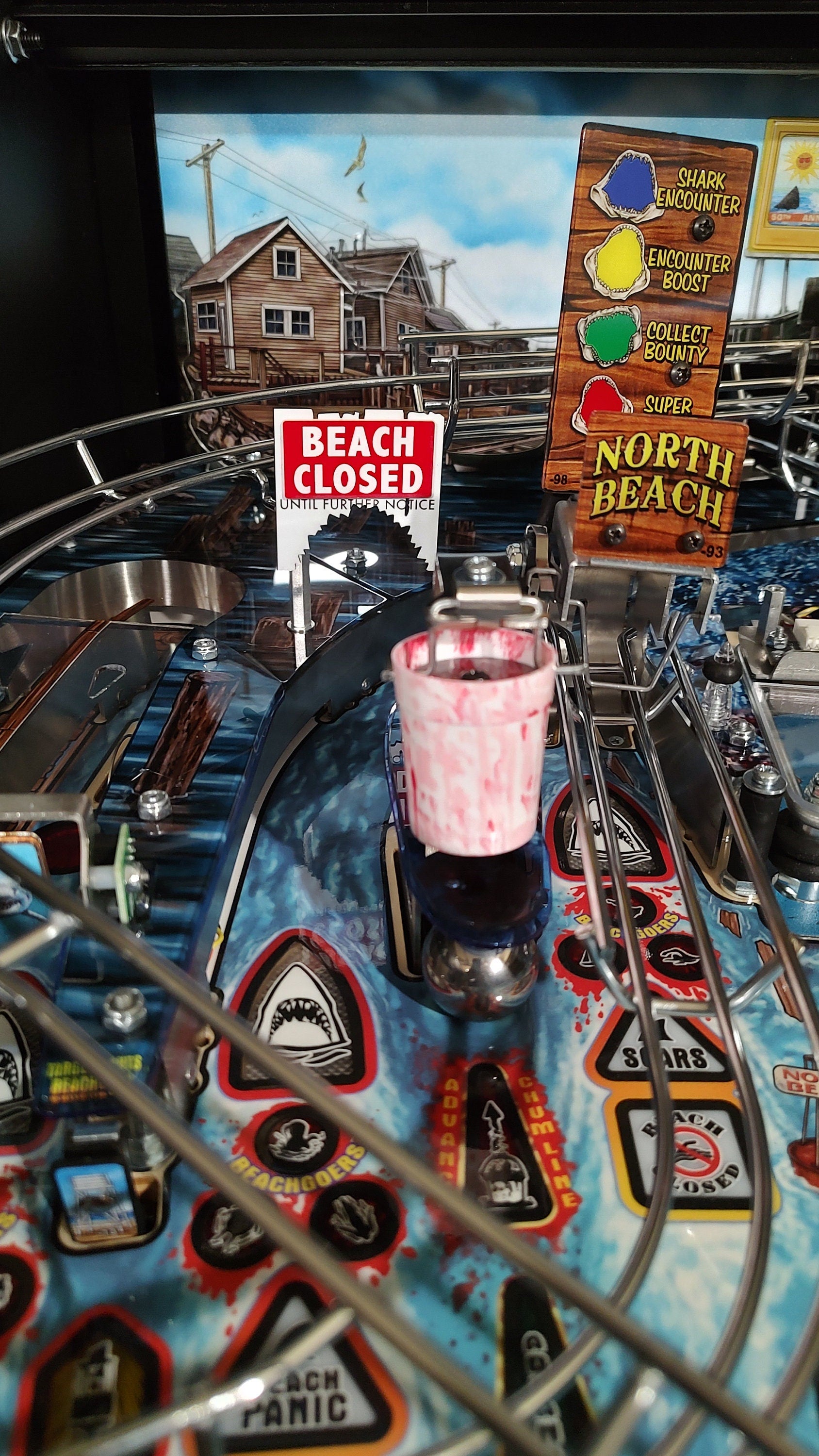 Jaws Pinball North Beach Closed Sign