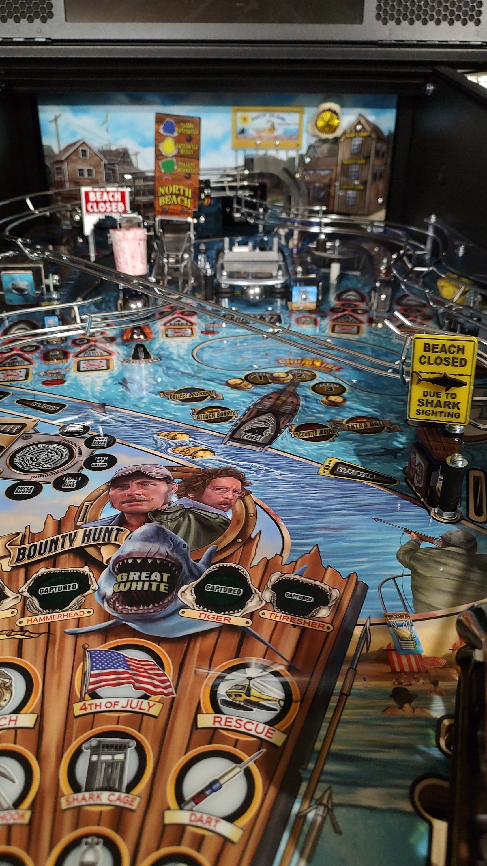 Jaws Pinball North Beach Closed Sign